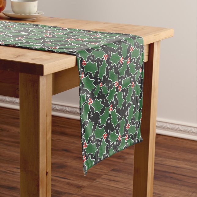 Caminho De Mesa Pequeno Verde Holly botânico Moderno Natal Vermelho (No Local)