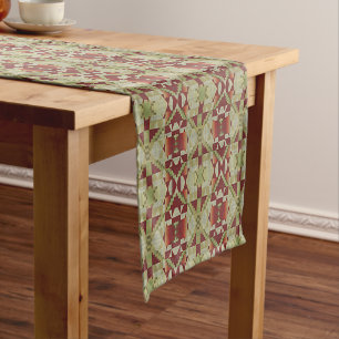 Caminho De Mesa Pequeno Verde Oliva Vermelho Escuro Laranja Ocre Marrom Ar
