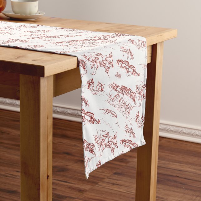 Caminho De Mesa Pequeno Vermelho e branco de Chattanooga Toile (No Local)
