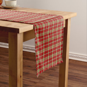 Caminho De Mesa Pequeno Vermelho e claro - xadrez rústica verde