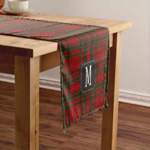 Caminho De Mesa Pequeno Vermelho Xadrez Verde Monograma