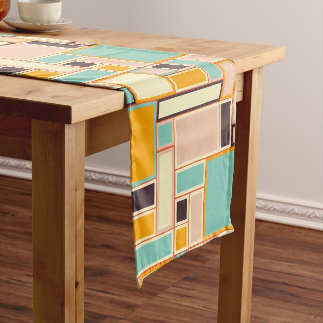 Caminho De Mesa Pequeno Vibrant abstract pattern with rectangles (No Local)