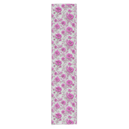 Caminho De Mesa Pequeno Vibrant Pink Floral Pattern With Magenta Flowers