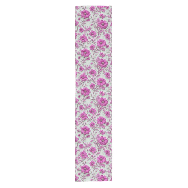 Caminho De Mesa Pequeno Vibrant Pink Floral Pattern With Magenta Flowers (Frente)