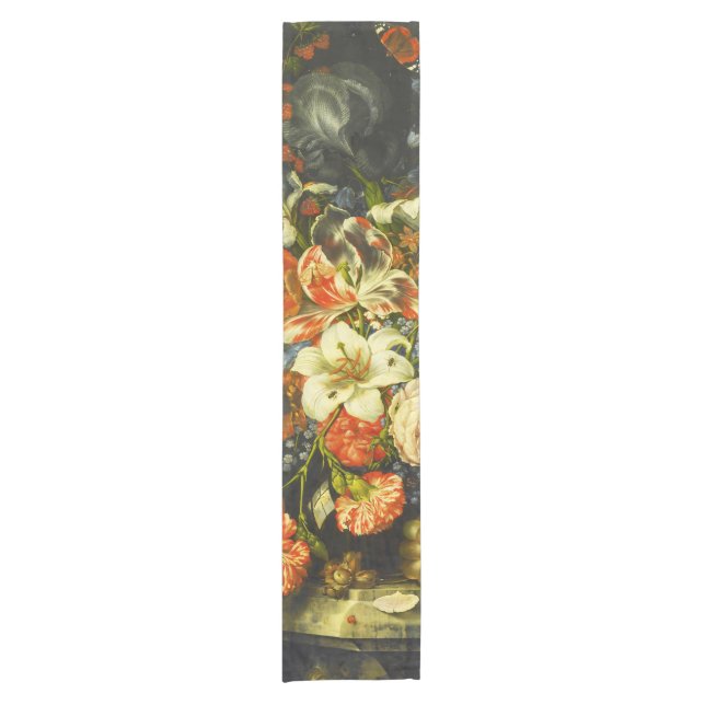 Caminho De Mesa Pequeno Vida Estática com Flores e Frutas (Frente)