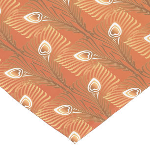 Caminho De Mesa Pequeno Vintage art deco gold paciock feather