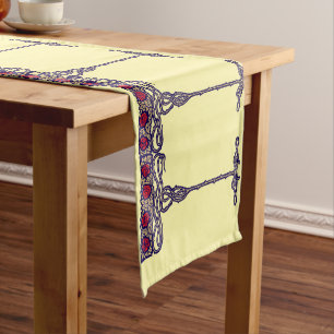 Caminho De Mesa Pequeno Vintage Art Nouveau Style Rosa Bush Frieze