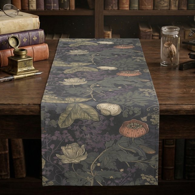 Caminho De Mesa Pequeno Vintage Dark Moody Floral William Morris (Criador carregado)