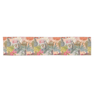 Caminho De Mesa Pequeno Vintage Flowers Hula Colorful Hawaiian Tropical