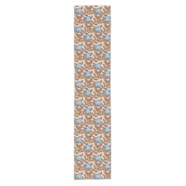 Caminho De Mesa Pequeno Vintage French Blue and Beige Floral Design