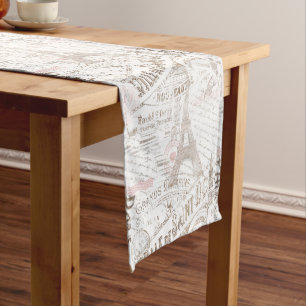 Caminho De Mesa Pequeno Vintage French Romance Collage Pink ID226