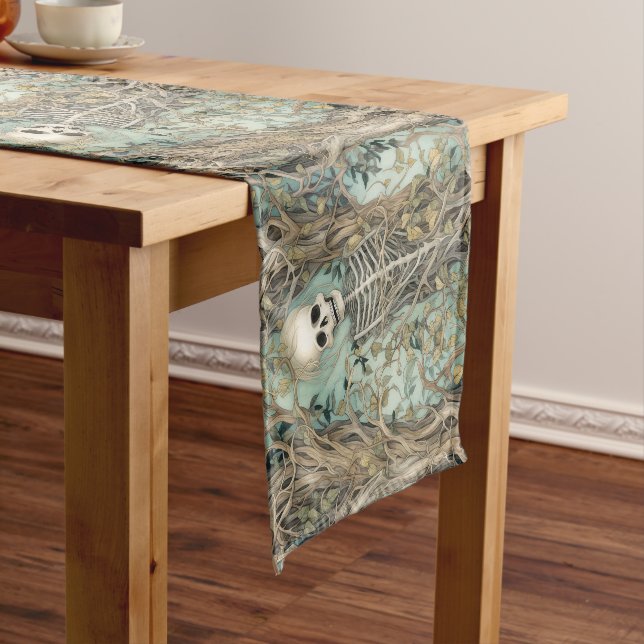 Caminho De Mesa Pequeno Vintage Gothic Skeleton Halloween (No Local)