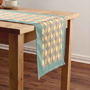 Caminho De Mesa Pequeno Vintage Harlequine Diagonal em Pastéis Monograma