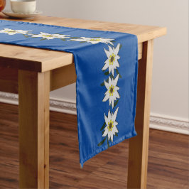Caminho De Mesa Pequeno White Edelweiss Em Azul
