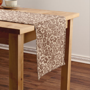Caminho De Mesa Pequeno William Morris Floral Damask, Taupe Bege sobre Beg