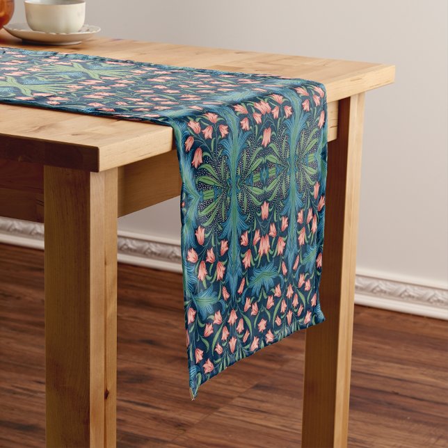 Caminho De Mesa Pequeno William Morris Floral Pattern Harebell, Blue Pink (Criador carregado)