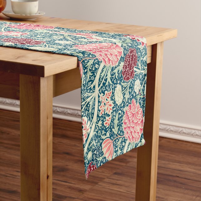 Caminho De Mesa Pequeno William Morris Rose Gold Green Blue Floral Pattern (No Local)
