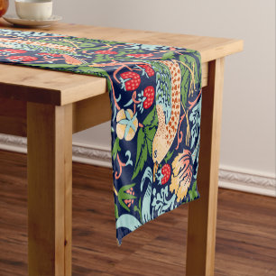 Caminho De Mesa Pequeno William Morris Strawberry Thef Satin Ribbon Short