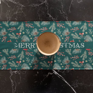 Caminho De Mesa Pequeno Winter Botanicals Coquette Bow Personalizado