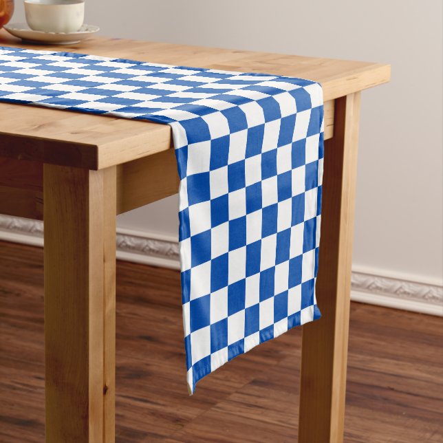 Caminho De Mesa Pequeno Xadrez azul cobalto clássico (No Local)