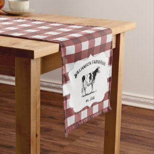 Caminho De Mesa Pequeno Xadrez de Búfalo Vermelho Fazenda Vaca Curta-Mesa
