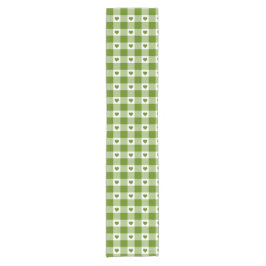 Caminho De Mesa Pequeno Xadrez de Coração Verde Abacate Cor Retro Gingham