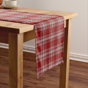 Caminho De Mesa Pequeno Xadrez de Tartan branca vermelha de Menzies do cl
