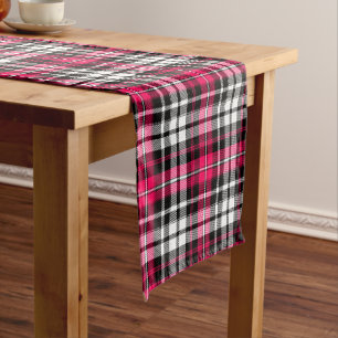 Caminho De Mesa Pequeno Xadrez Escocês Rosa Preto Branco
