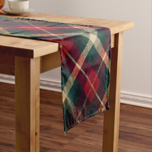 Caminho De Mesa Pequeno Xadrez Escocês Tradicional Vermelho e Verde Tartan