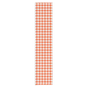 Caminho De Mesa Pequeno Xadrez Houndstooth Laranja Branco