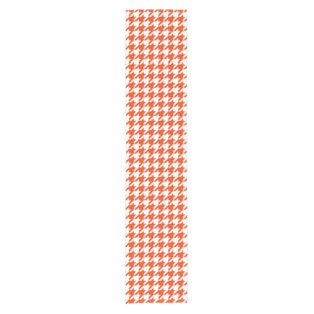Caminho De Mesa Pequeno Xadrez Houndstooth Laranja Branco (Frente)
