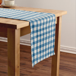 Caminho De Mesa Pequeno Xadrez Imperfeito Desenhado à Mão Fazenda Azul Cer