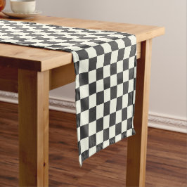Caminho De Mesa Pequeno Xadrez Preto e Branco Extravegante