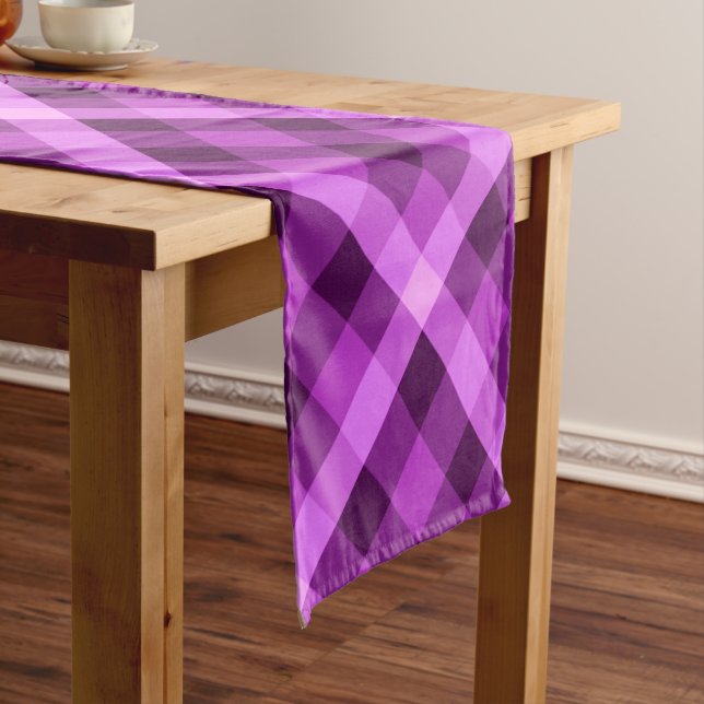 Caminho De Mesa Pequeno Xadrez Roxo Elegante - Pequena Mesa (No Local)