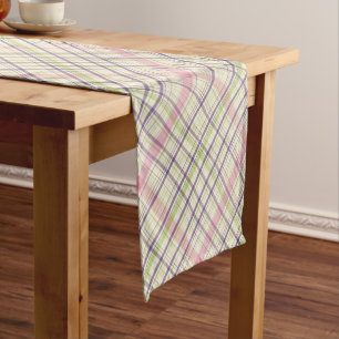 Caminho De Mesa Pequeno Xadrez Roxo Violeta Verde Lima