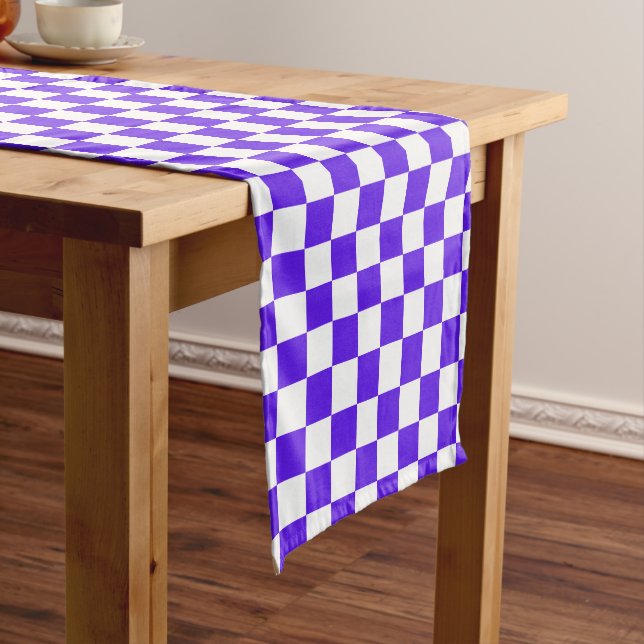 Caminho De Mesa Pequeno Xadrez roxo visual clássico  (No Local)