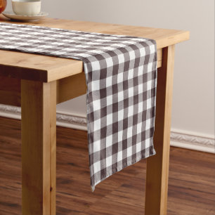 Caminho De Mesa Pequeno Xadrez Rústica de Gingham Buffalo Branco Nebuloso