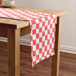 Caminho De Mesa Pequeno Xadrez vermelho coral clássico