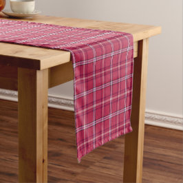 Caminho De Mesa Pequeno Xadrez Vermelho Tijolo e Pêssego Suave
