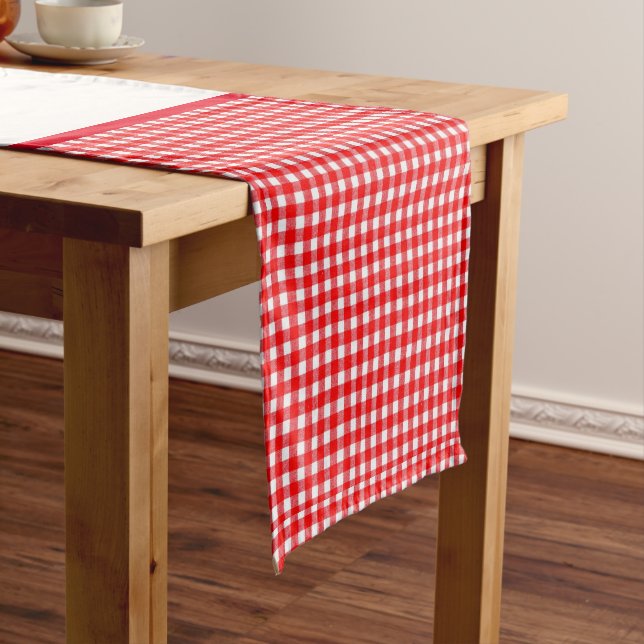 Caminho De Mesa Pequeno Xadrez Vermelhos com Centro de Morango (No Local)
