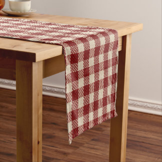 Caminho De Mesa Pequeno Xadrez Vintagem Vermelho Clássico em Gingham