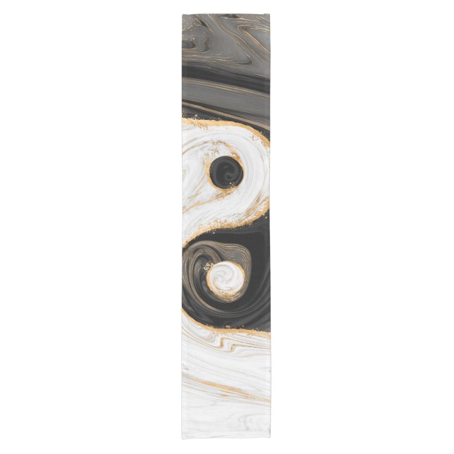 Caminho De Mesa Pequeno Yin Yang Liquid Marble (Frente)