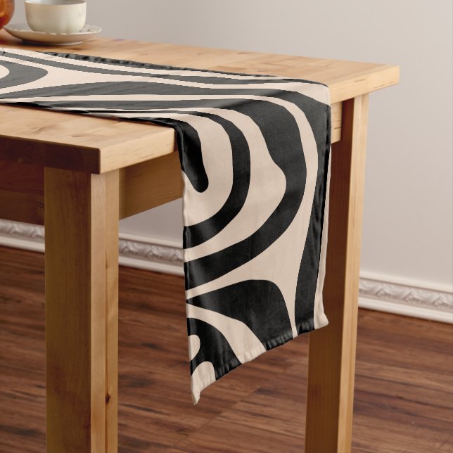 Caminho De Mesa Pequeno Zebra Stripes Cream Beige Black Wild (No Local)