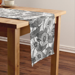 Caminho De Mesa Pequeno Zinnias, monocônimo de branco