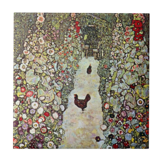 Caminho do Jardim com Galinhas, Gustav Klimt, Art  (Frente)