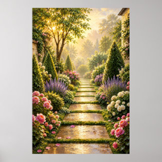 Caminho do Jardim Secreto Dourado Poster de Pintur