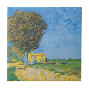 Caminho Ensolarado Vibrante e Casa Amarela de Van 