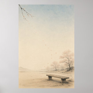 Caminho Japonês de Sakura Poster de Arte de Parede