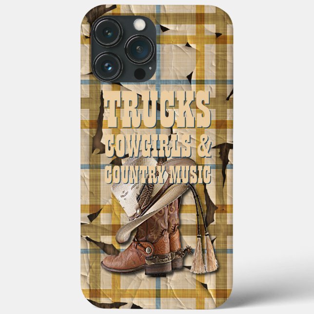 Caminhões Cowboys Country Music Xadrez Tartan Patt (Verso)