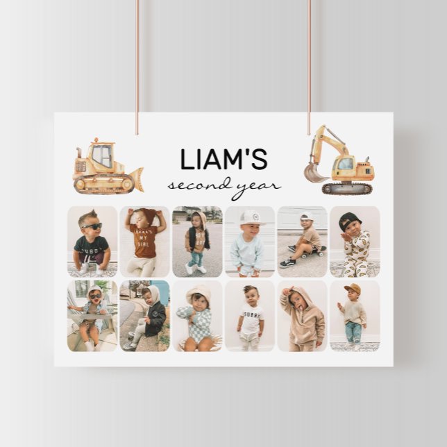 Caminhões de Construção Poster de Colagem de Fotos (Criador carregado)